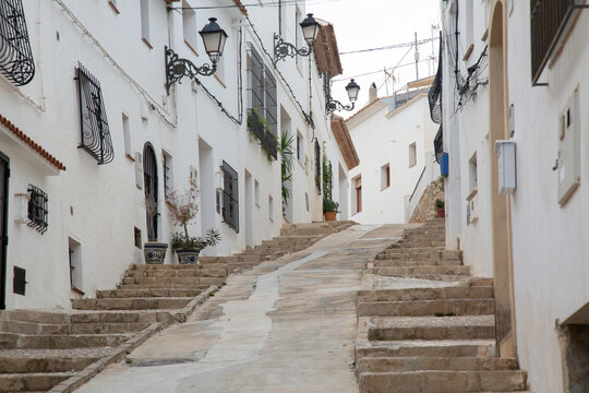 Fototapeta Empty Street and Facades, Altea  Alicante  Spain