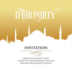 Naklejka premium Iftar Party Invitation Card Vector Illustration