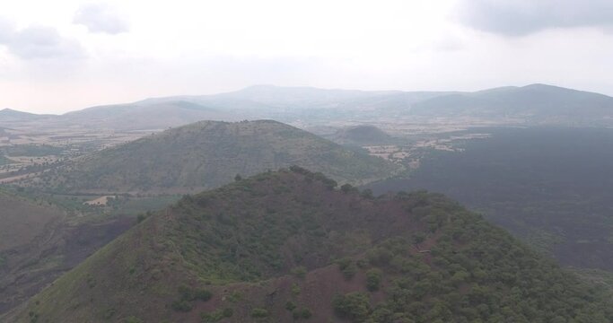 aerial view of volcanic crater in Kula disctrict of Manisa, Turkey