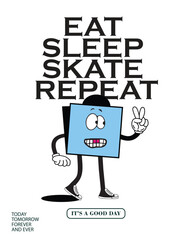 Vector illustration cartoon character skateboarding. Vector design for apparel prints, posters and other uses.