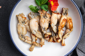 frog legs fried meat cuisine french food meal food snack on the table copy space food background rustic top view