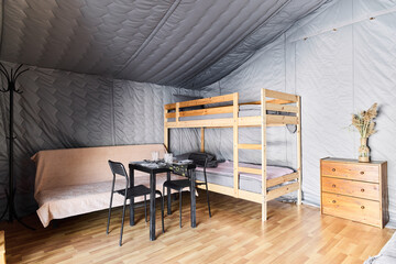 Photos of beautiful glamping in the winter forest
