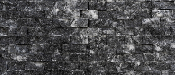 Marble bricks black  decorative masonry wall.