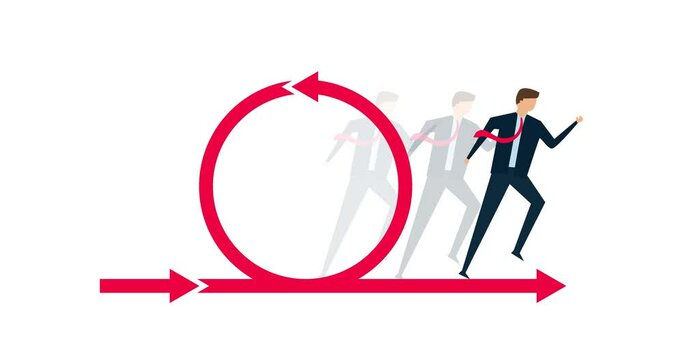 4k animation of Agile methodology for business or software development, businessman running fast with agility effect on circular agile life cycle workflow