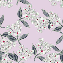 Seamless pattern with decorative flowers. Floral background. Cute plants endless backdrop.