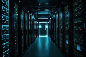 Fototapeta premium Concept Data center. Networks. Cryptocurrency Blockchain Illustrations. Cryptocurrency Background. Mining cryptocurrency. Generative ai