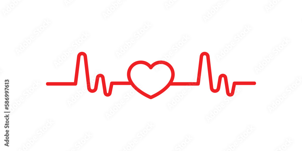 Poster line red heart rate graph design