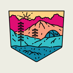 Camping and mountains graphic illustration vector art t-shirt design