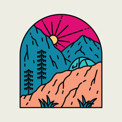 Camping and mountains graphic illustration vector art t-shirt design