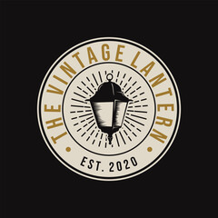 lamp lighting vector template. light lantern graphic illustration in vintage retro badge style. © khezylicious