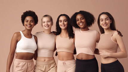 group of beatiful multiracial women