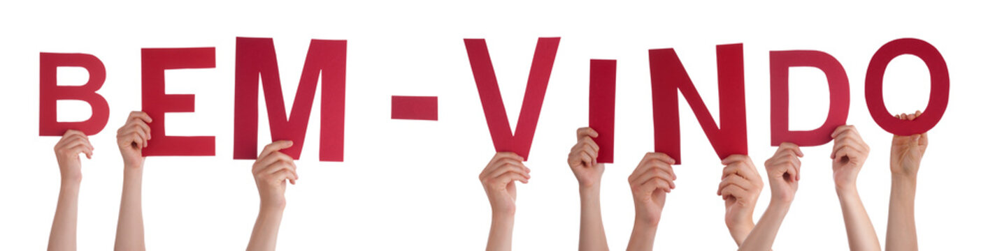 People Hands Building Word Bem-Vindo Means Welcome, Isolated Background