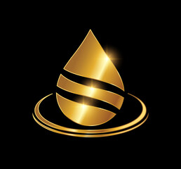Golden Water Drop Logo Vector Icon