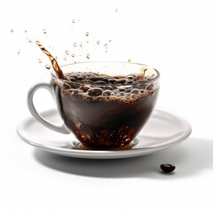 cup of kona coffee with bean on white background - obrazy, fototapety, plakaty
