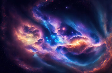 Obraz na płótnie Canvas the nebula in space with stars and clouds