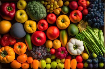Fototapeta na wymiar a large assortment of fruits and vegetables