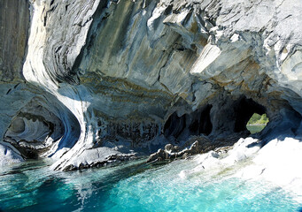 Marble Chapel and Cathedral on General Carrera Lake on the Austral highway, Chile