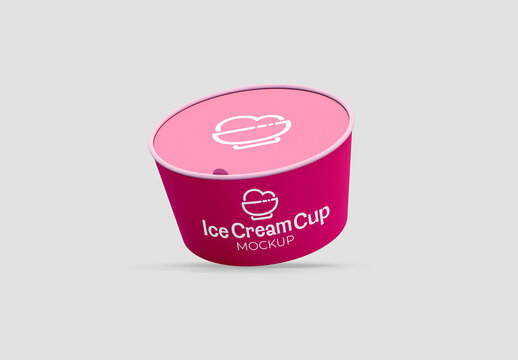Floating Ice Cream Cup Mockup