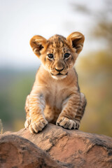 Obraz na płótnie Canvas Midjourney generated image of a future king: a baby lion