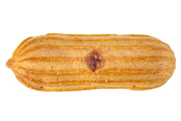 Eclair on PNG transparent layer. Nutrition concept, sweet food.