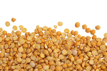 Dried peas isolated on PNG transparent layer. The concept of healthy food, cooking.