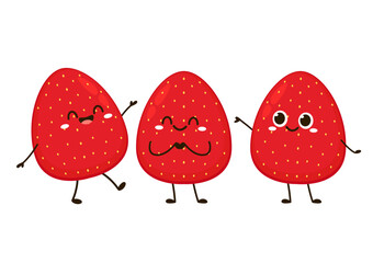 Strawberry character design. Strawberry on white background.