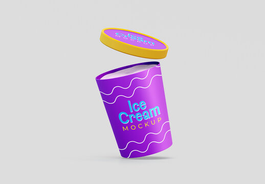 Floating Open Ice Cream Jar Mockup