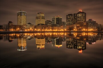 city skyline at night Generative Ai