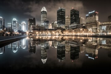 city skyline at night Generative Ai