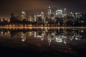 night view of the city Generative Ai