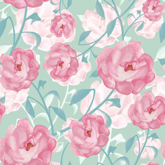 seamless pattern with pink peony textile pattern beauty background. Fabric wallpaper print texture