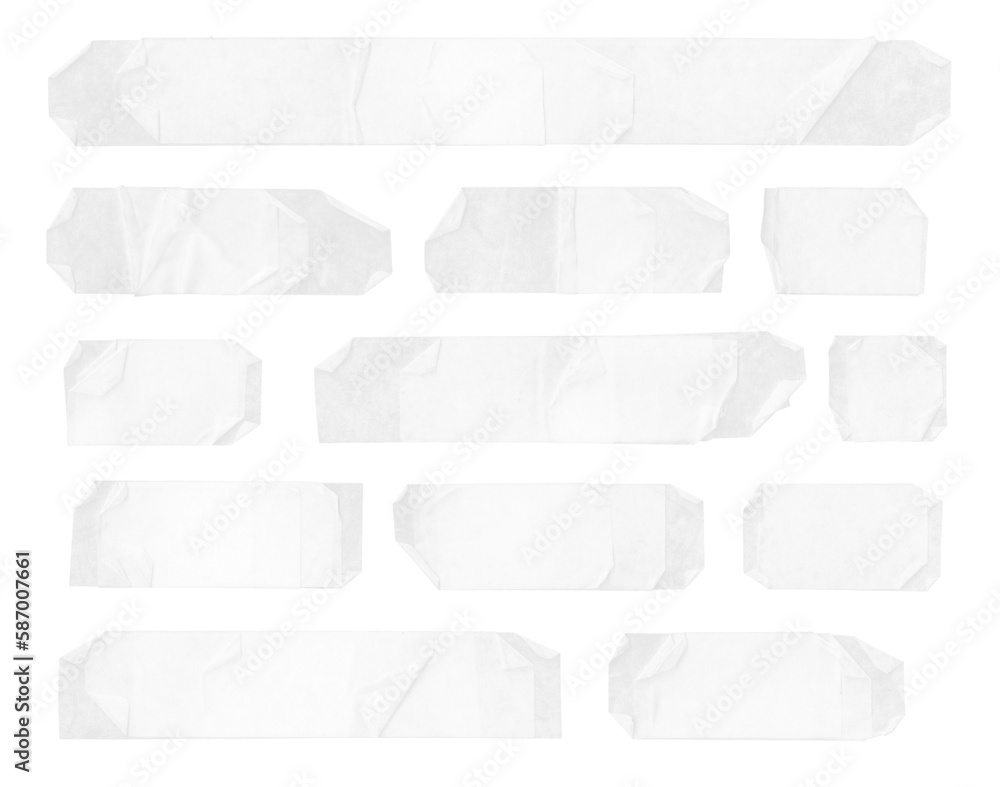 Wall mural Collection of adhesive tape pieces on transparent background, isolated