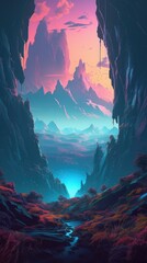 sunset in the mountains Generative Ai