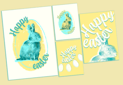 Happy Easter Rabbit Poster Set