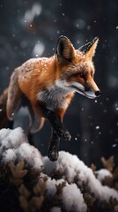 Fototapeta premium fox in snow Generative Ai