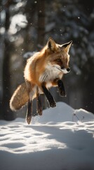 Fototapeta premium fox in snow Generative Ai
