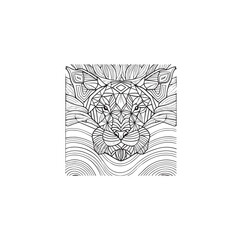 A head of lion vector line art for coloring page.