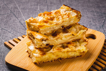 Cheese pie. Homemade baking. Traditional pie.