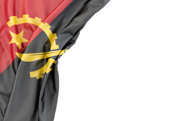 Flag of Angola in the corner on white background. Isolated. 3D Rendering - obrazy, fototapety, plakaty