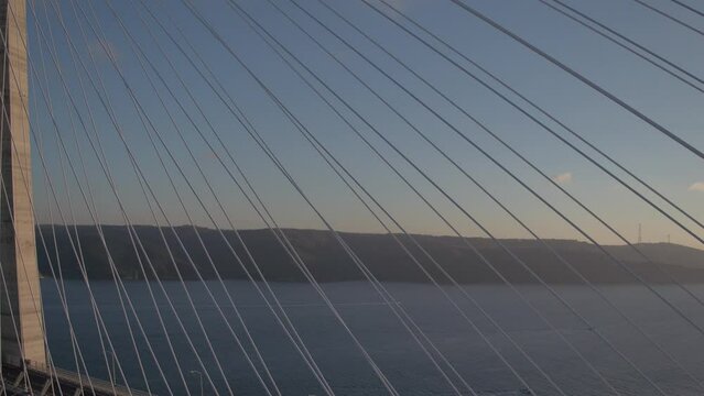 aerial close up view of Istanbul bosphorus 3rd bridge