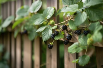Black currant on a bush. Generative AI.