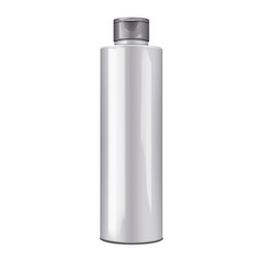 Blank plastic bottle with flip top screw cap realistic vector mockup. Cosmetic product mock-up