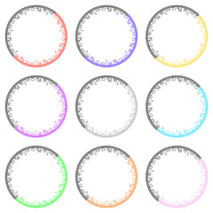 町並みの円形フレーム　バイカラー　9個セット