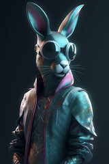 Futuristic Easter Bunny with clothing