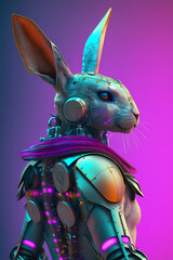 Futuristic Easter Bunny with clothing