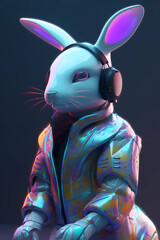Futuristic Easter Bunny with clothing