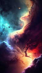 Beautiful colorful galaxy background illustration,Generative AI