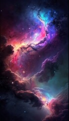 Beautiful colorful galaxy background illustration,Generative AI
