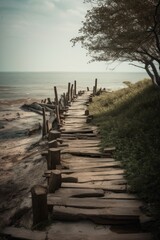 Fototapeta premium wooden pier in the sea Generative Ai