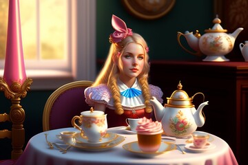 Alice at a tea party in Wonderland (JPG 300Dpi 9600x6400)